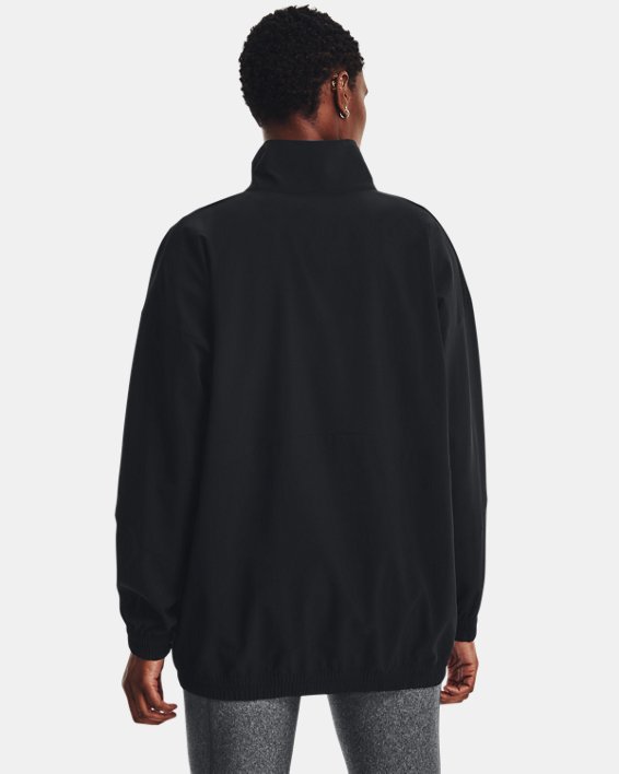Women's UA Woven Oversized Full-Zip Jacket, Black, pdpMainDesktop image number 1